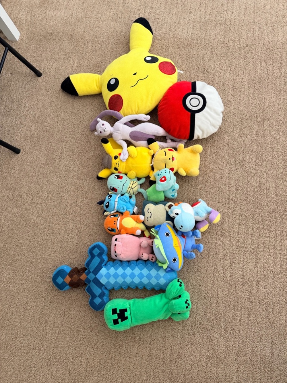 Pokemon, Minecraft and Super Mario Yoshi stuffed animal bundle